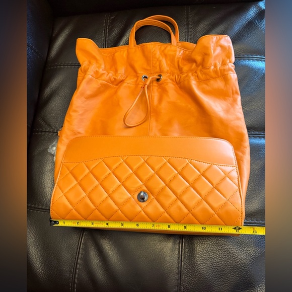 Orange Quilted Convertible Shoulder Bag - Picture 12 of 15
